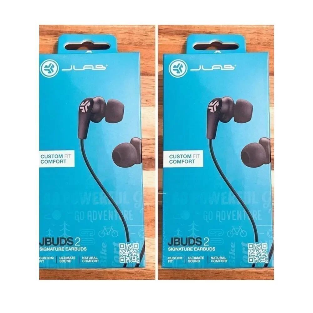 NWT Pack of 2 JLab Audio JBuds2 Signature Black Earbuds in Box